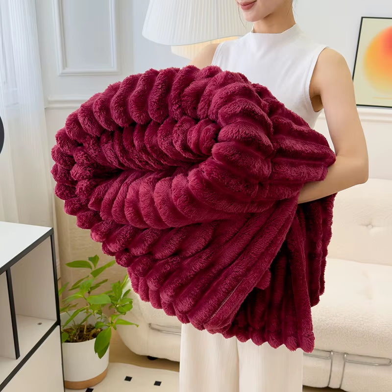 Soft Fluffy Wide Striped Blankets for Beds Air Conditioner Plush Throw Blanket Winter Bed Linen Sofa Cover Bedspread Blankets